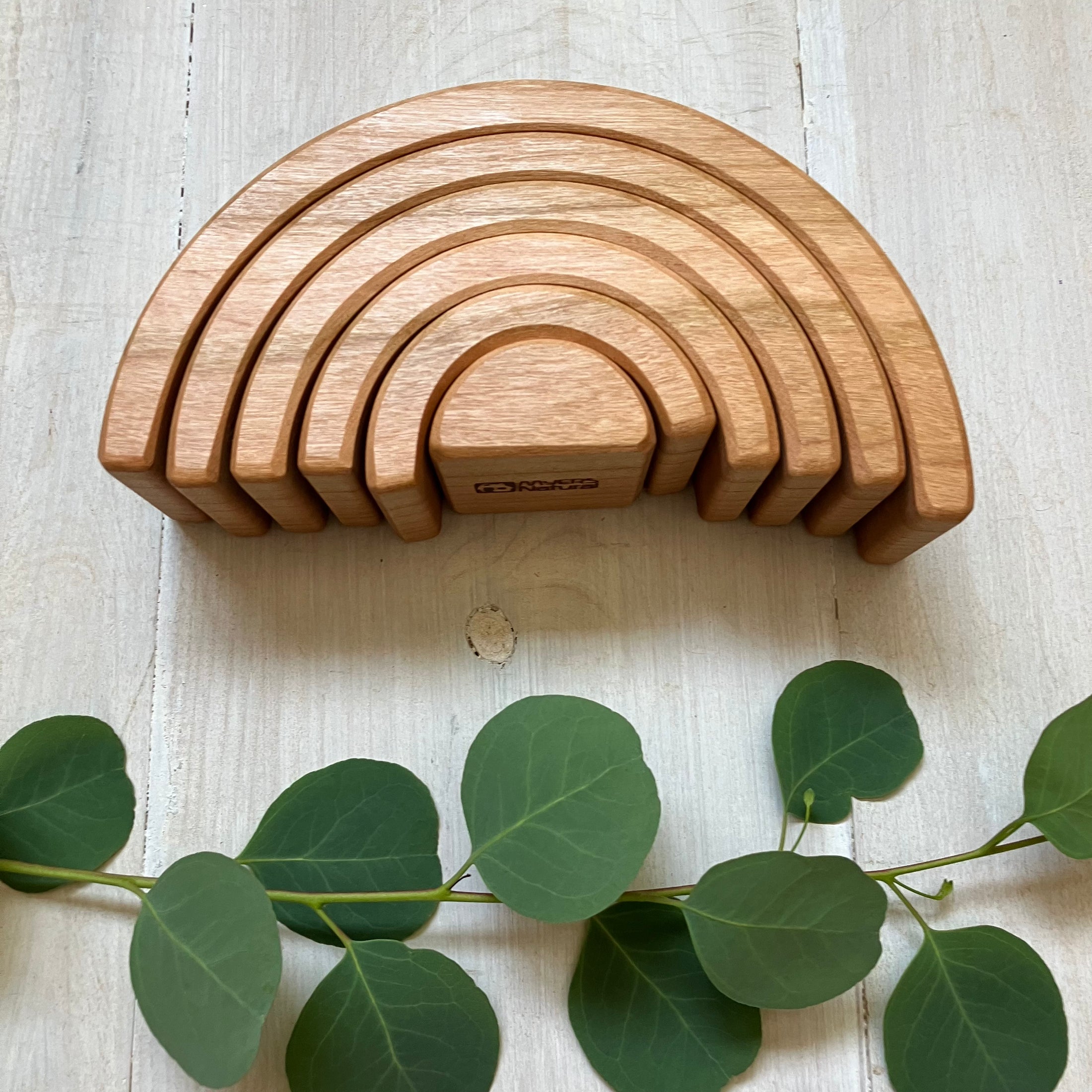 6 piece Wooden Rainbow Stacking Blocks - Natural