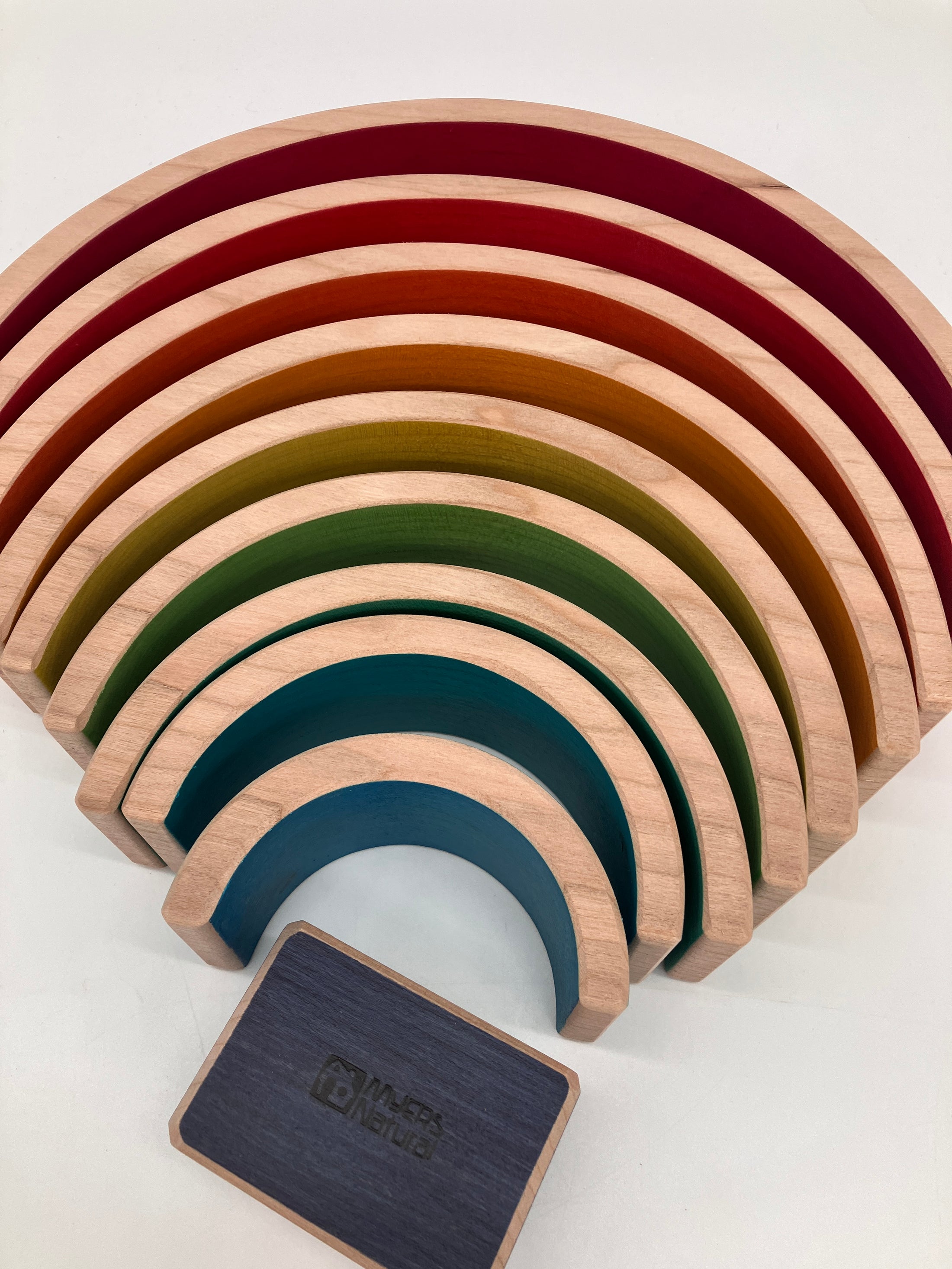10 piece Wooden Rainbow Unique Stacking Blocks - Vibrant Red