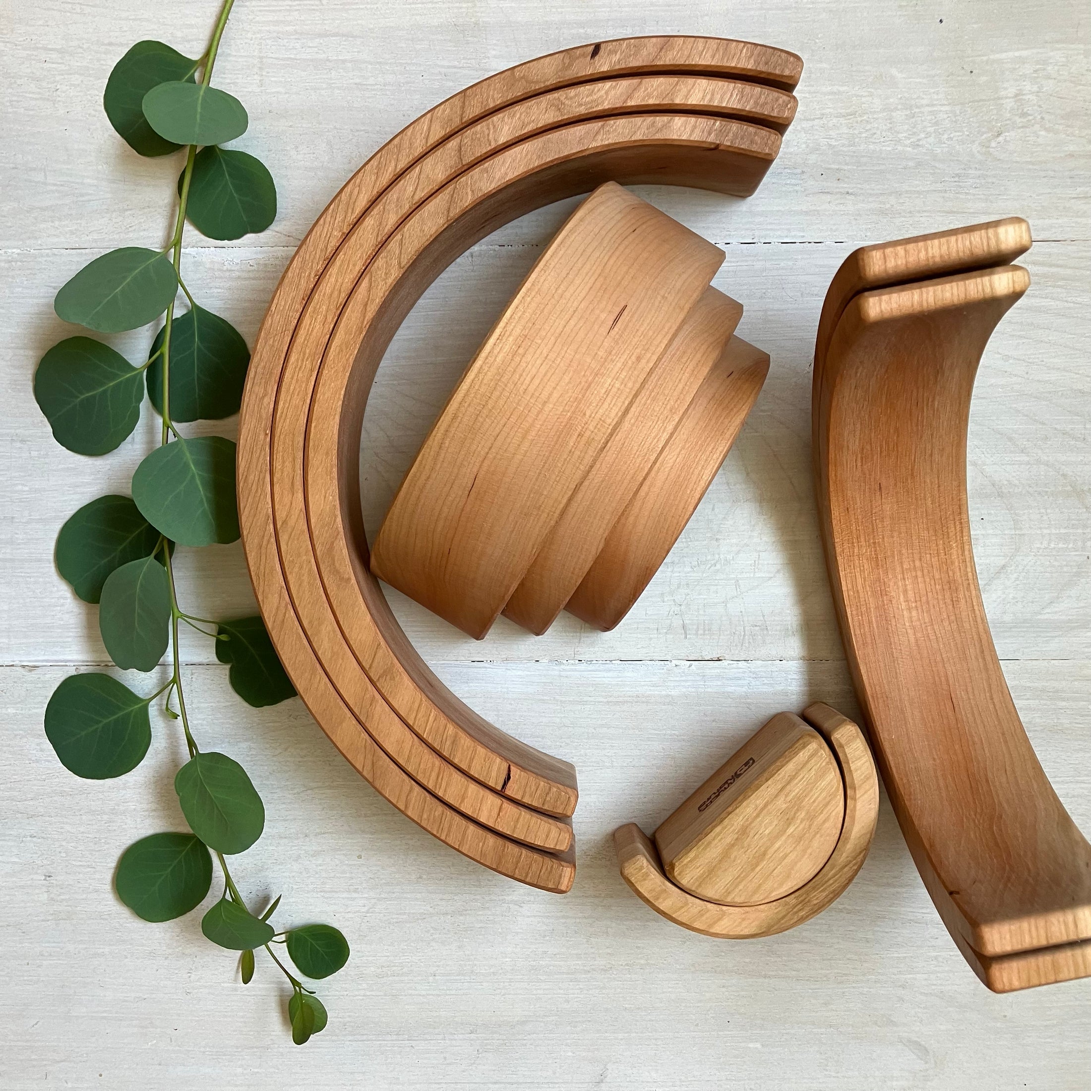 10 piece Wooden Rainbow Stacking Blocks - Natural