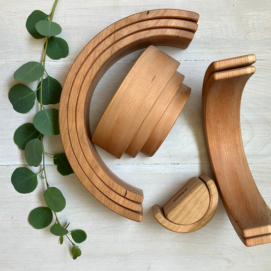 10 piece Wooden Rainbow Stacking Blocks - Natural