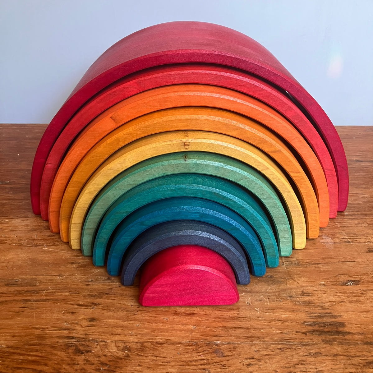 10 piece XL Wooden Rainbow Stacking Blocks - Vibrant Red