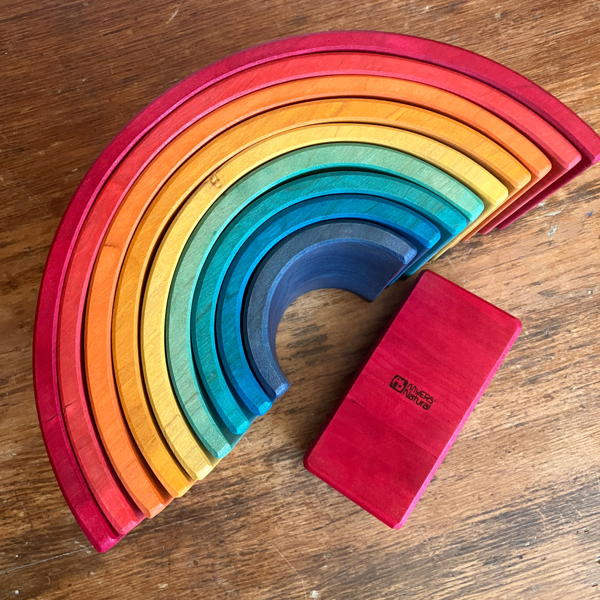 10 piece XL Wooden Rainbow Stacking Blocks - Vibrant Red