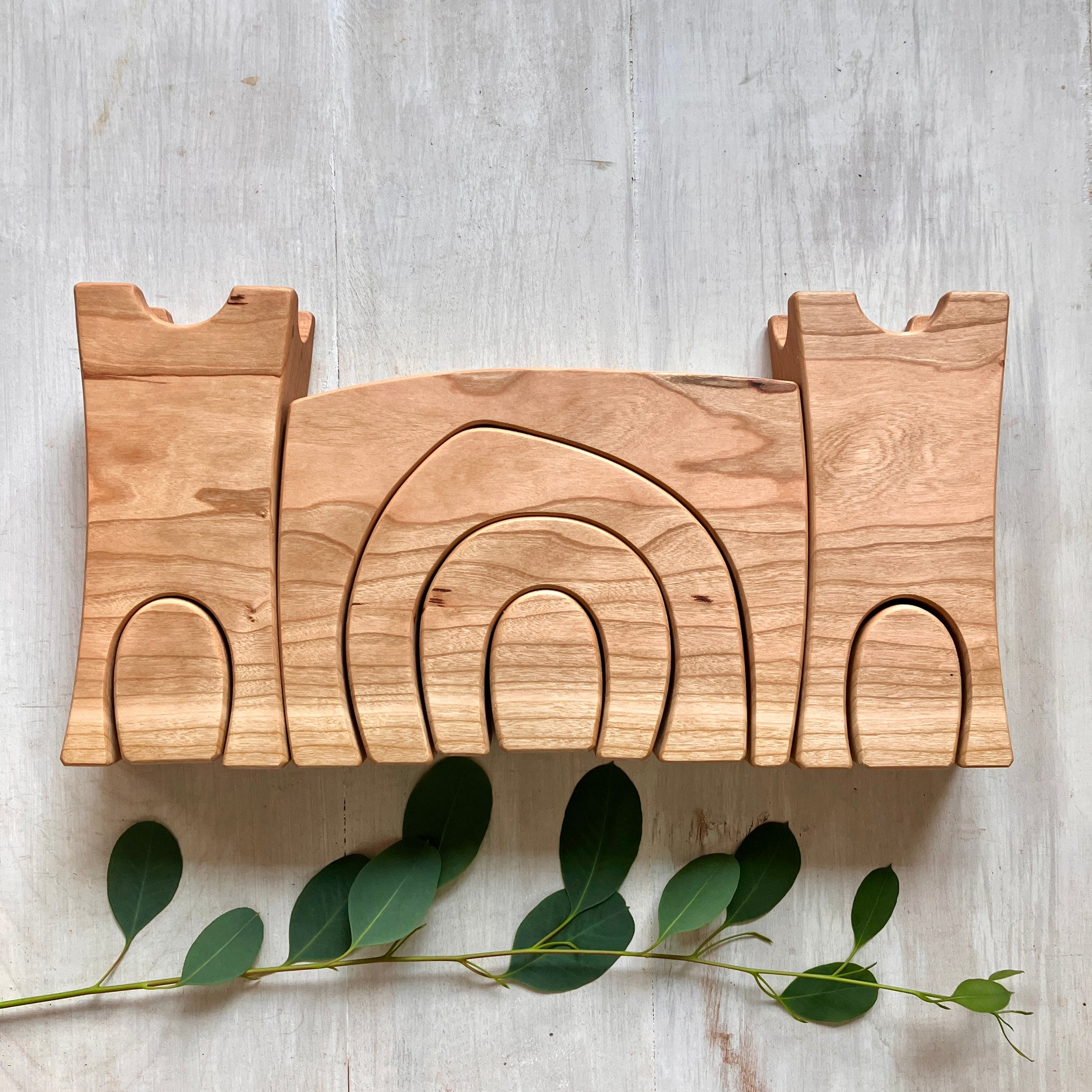 8 piece Wooden Play Castle - Natural