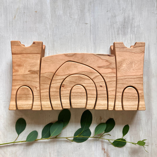 8 piece Wooden Play Castle - Natural