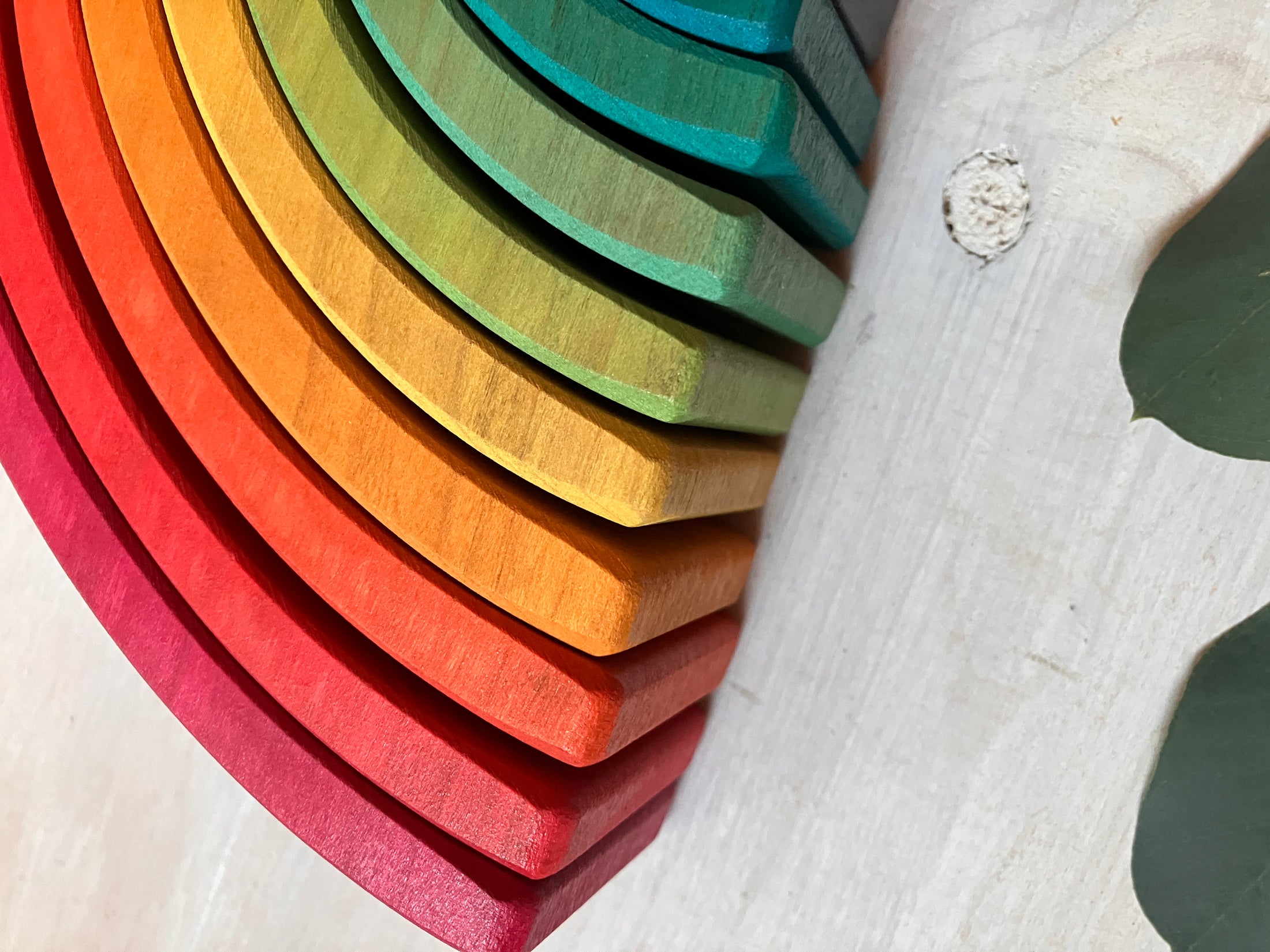 10 piece Wooden Rainbow Stacking Blocks - Vibrant Red