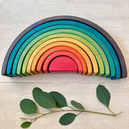 10 piece Wooden Rainbow Blocks - Vibrant Blue