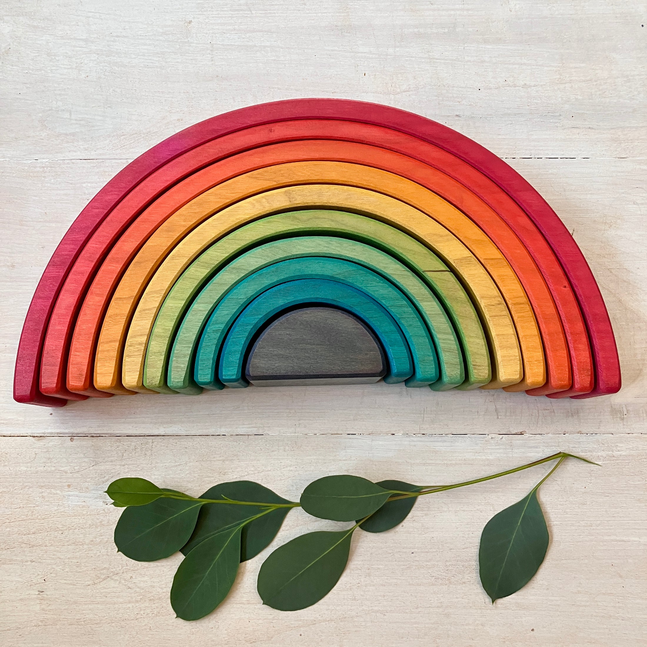 10 piece Wooden Rainbow Stacking Blocks - Vibrant Red