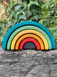 Load image into Gallery viewer, 6 piece Wooden Rainbow Stacking Blocks - Vibrant Blue
