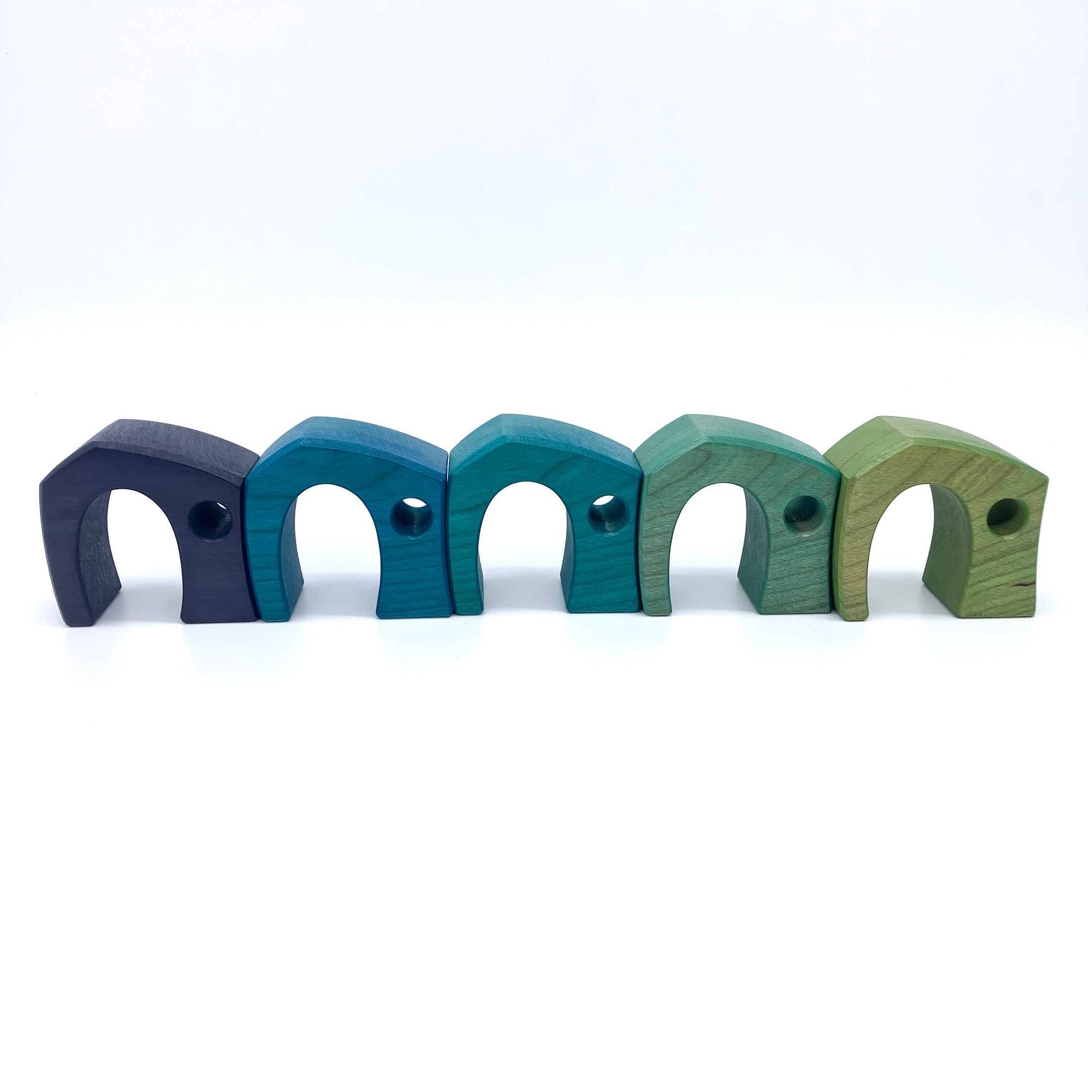 Vibrant Blue Village - set of 5