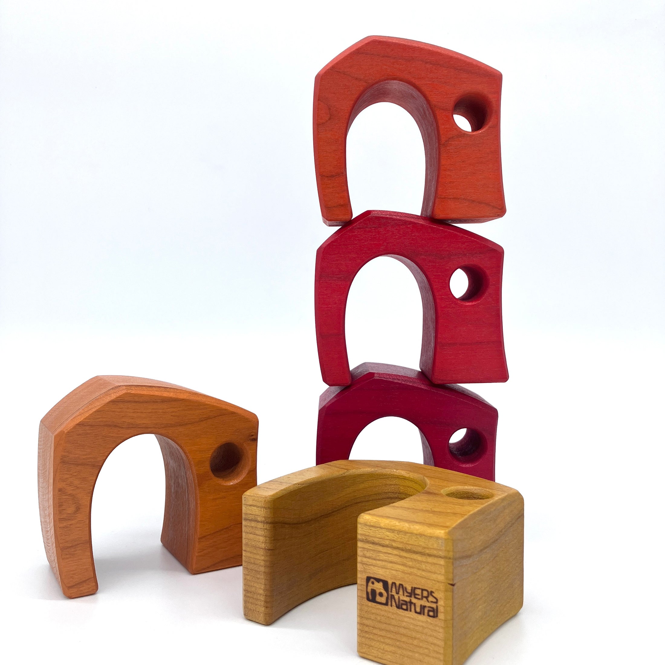 Vibrant Red Village - set of 5