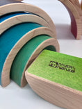 Load image into Gallery viewer, 10 piece Wooden Rainbow Stacking Blocks - Vibrant Yellow, Over and Under Color
