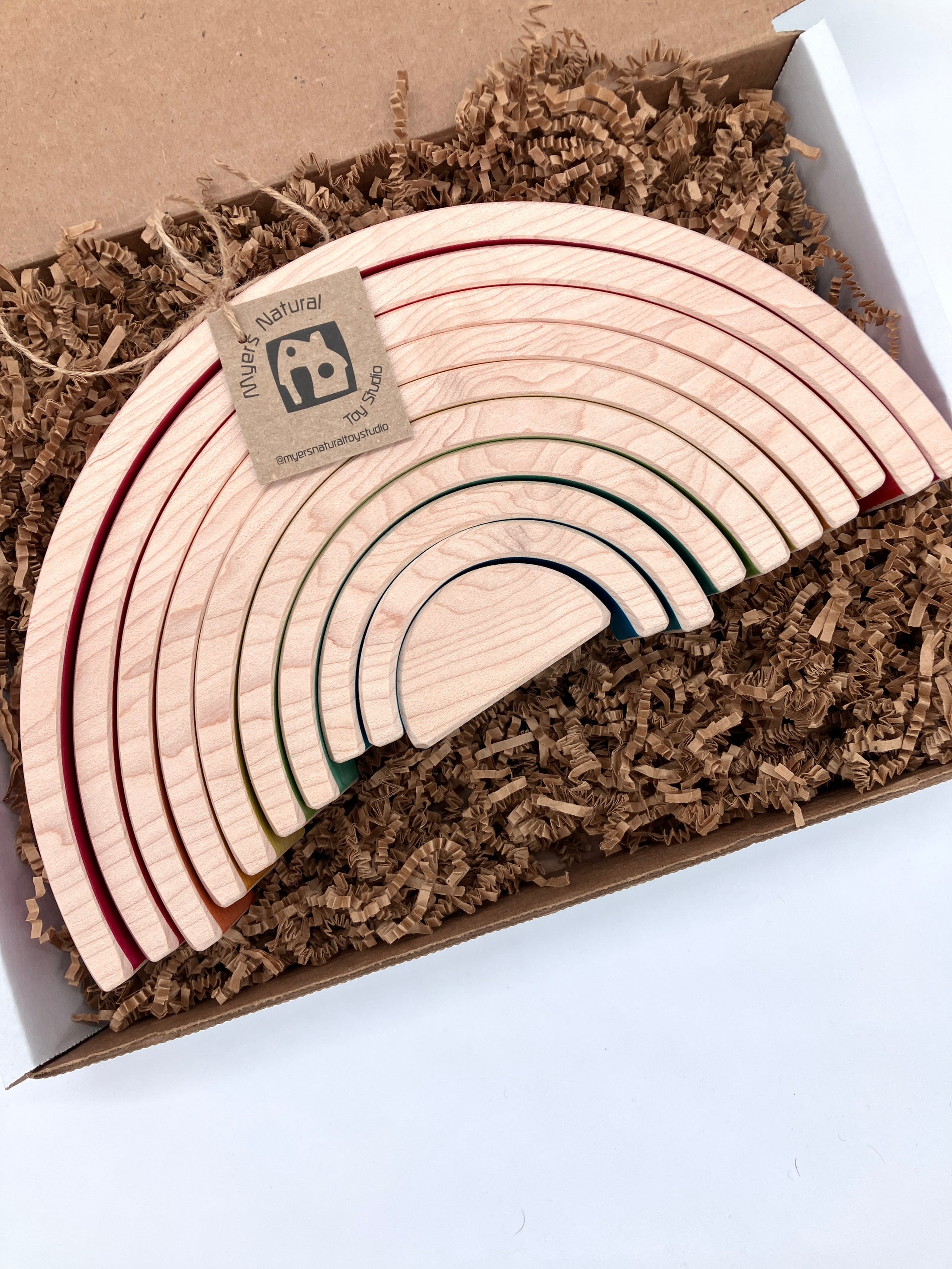 10 piece Wooden Rainbow Stacking Blocks - Vibrant Red