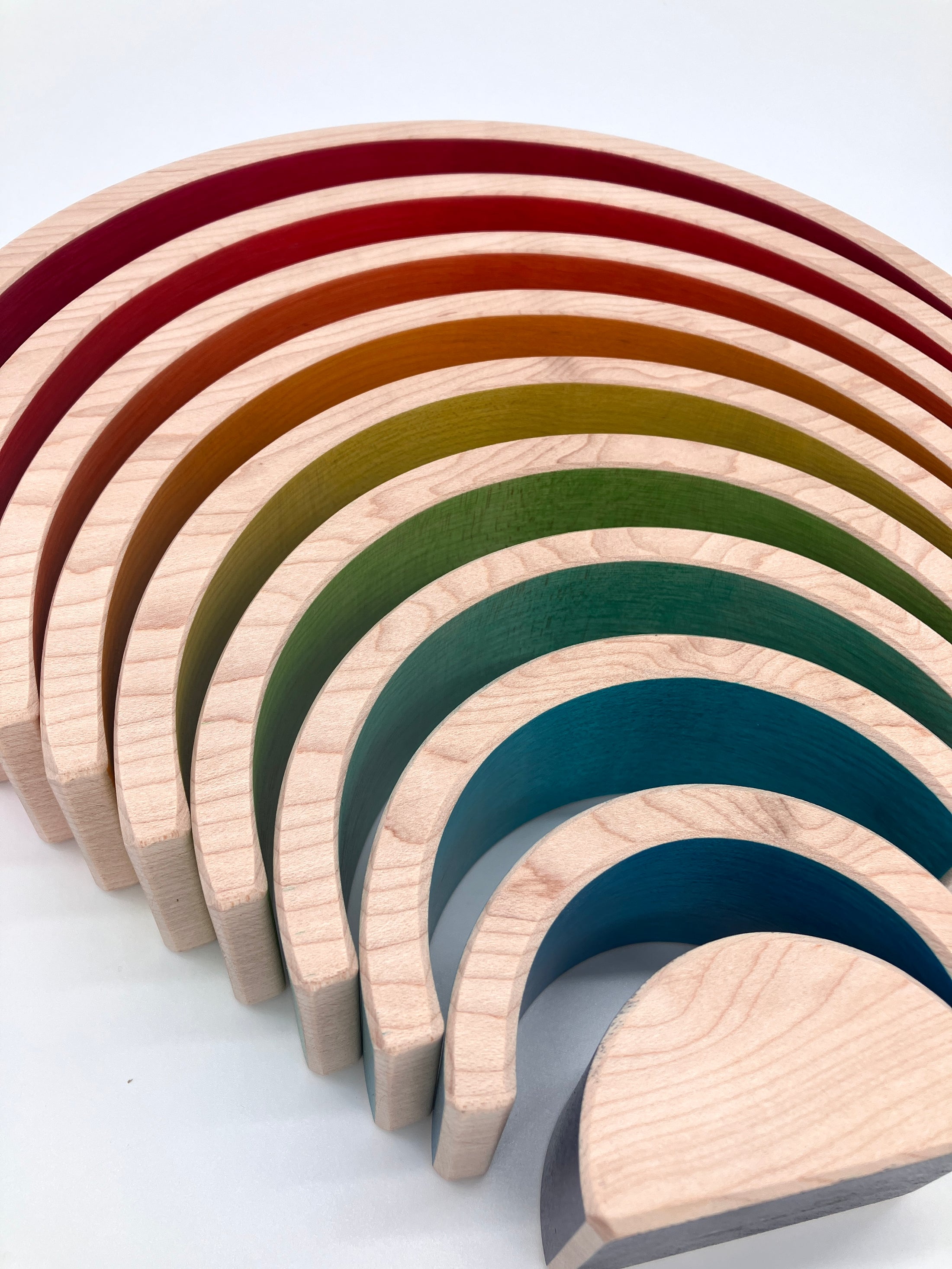10 piece Wooden Rainbow Stacking Blocks - Vibrant Red