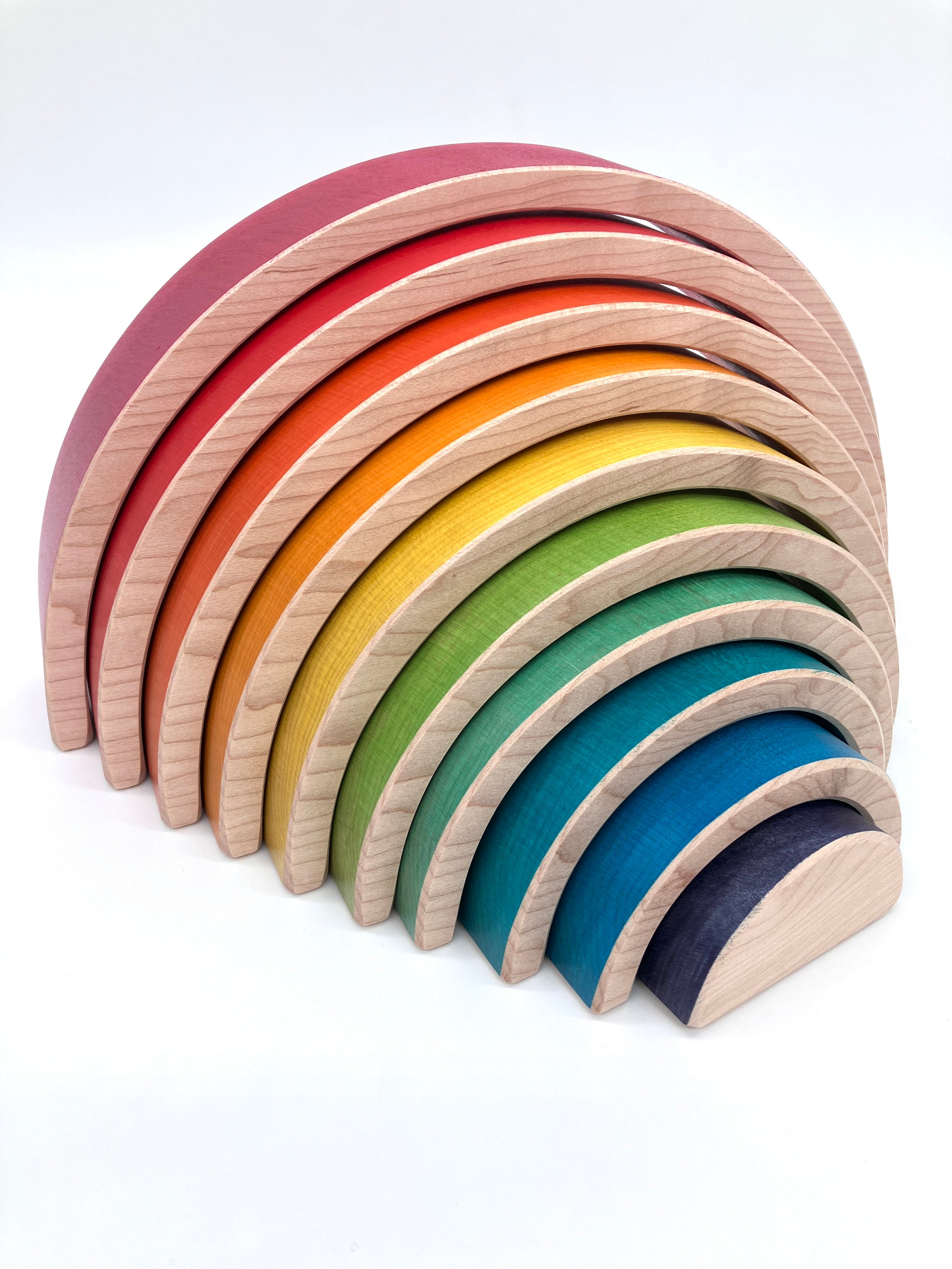 10 piece Wooden Rainbow Stacking Blocks - Vibrant Red
