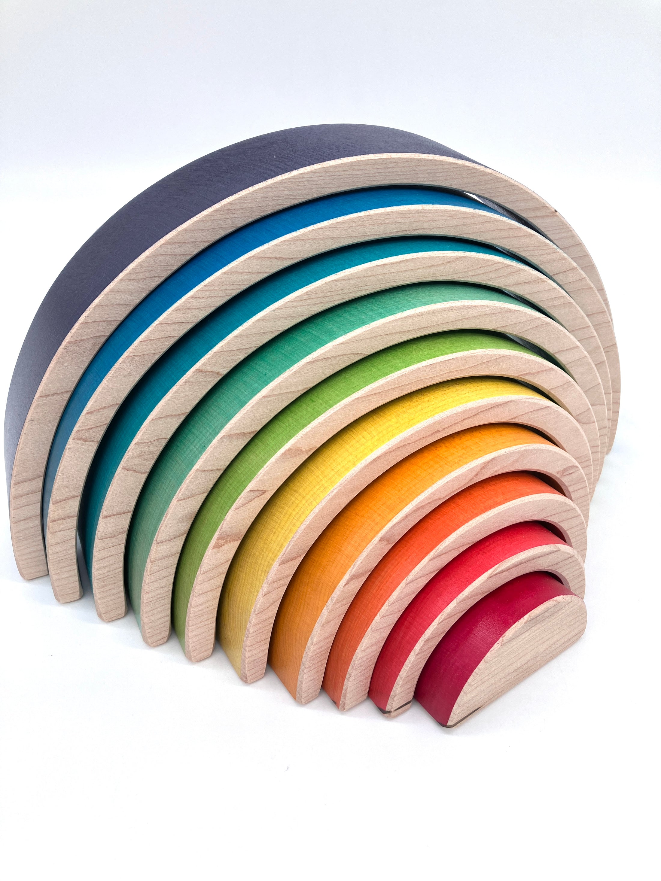 10 piece Wooden Rainbow Stacking Blocks - Vibrant Purple