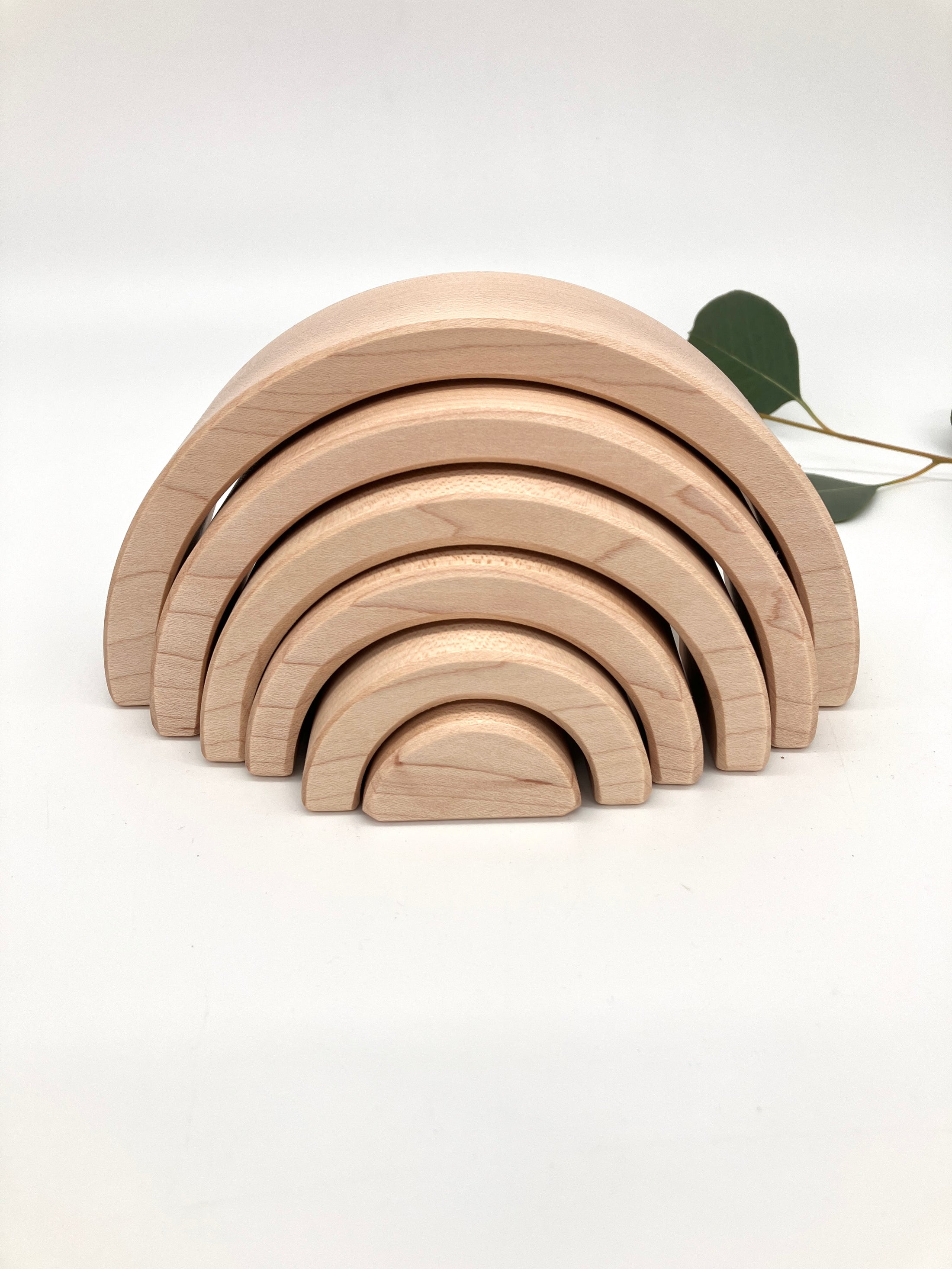 6 piece Wooden Rainbow Stacking Blocks - Maple