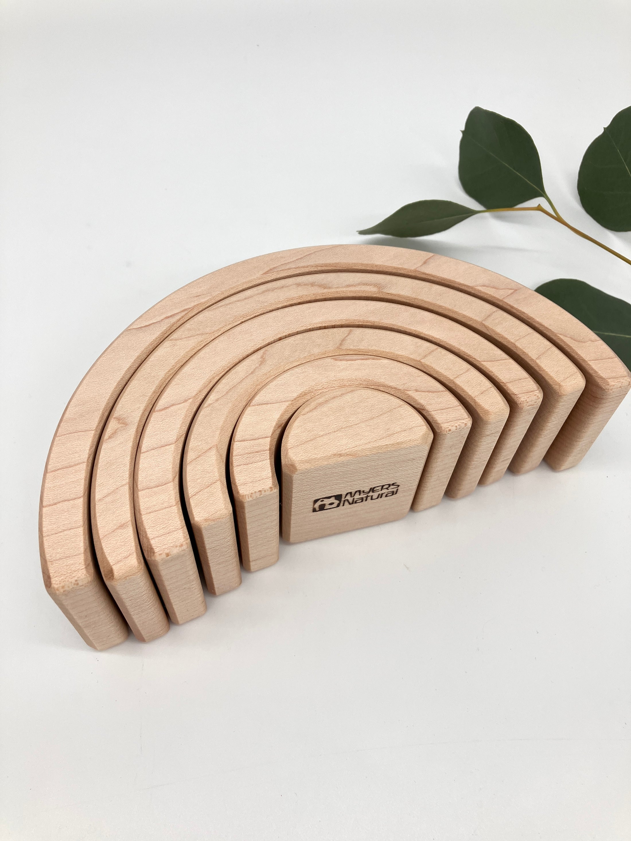 6 piece Wooden Rainbow Stacking Blocks - Maple