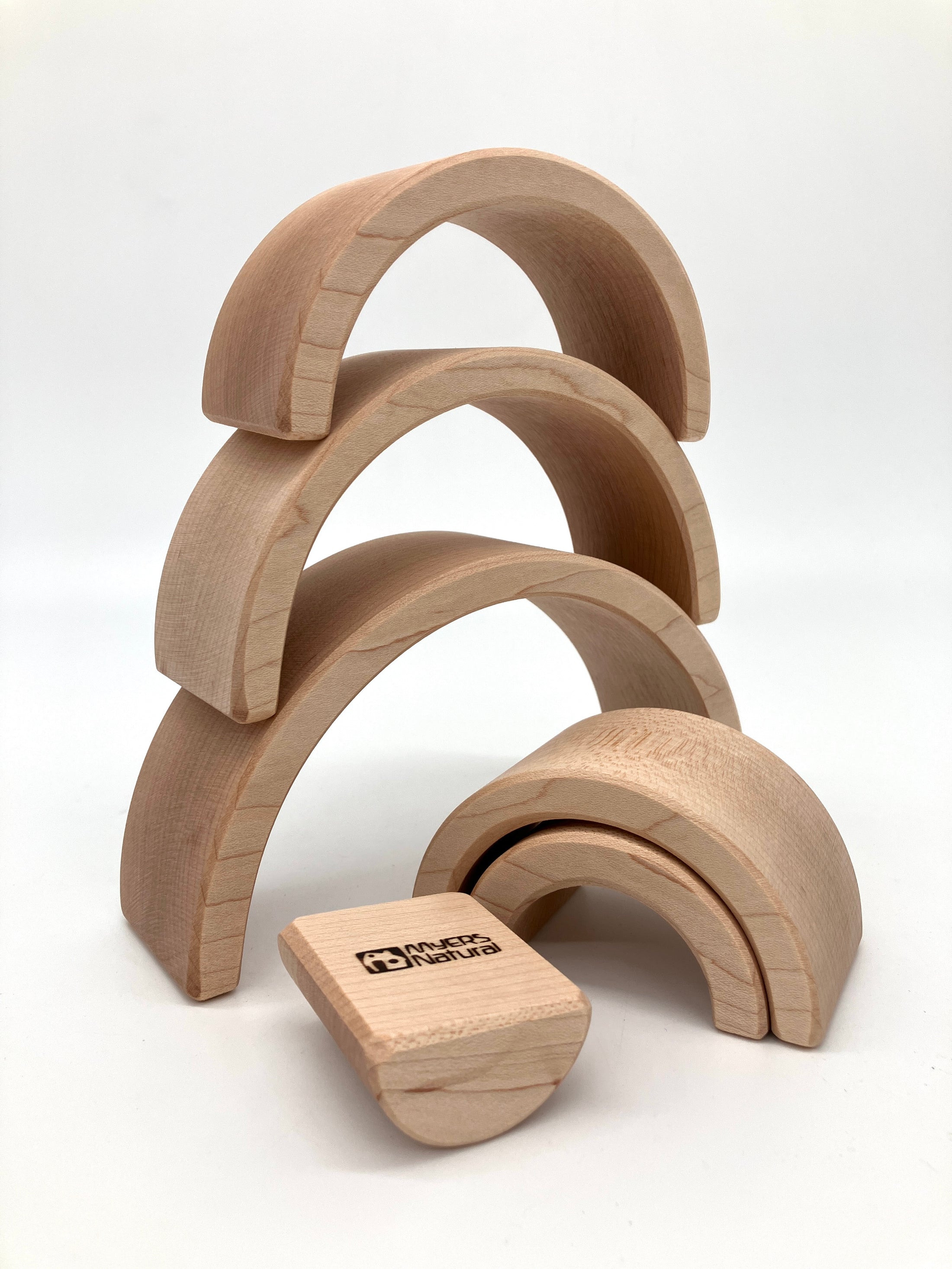 6 piece Wooden Rainbow Stacking Blocks - Maple
