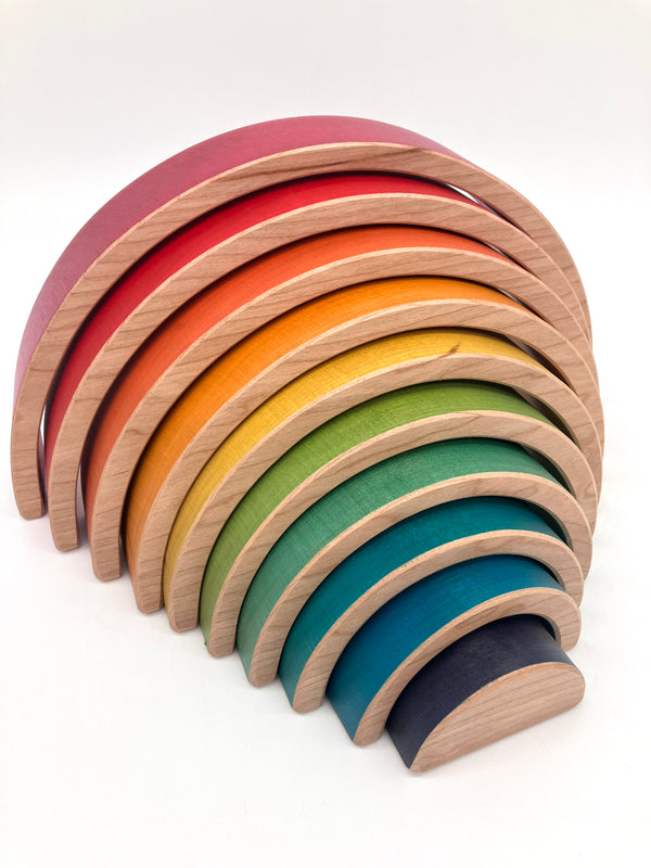 10 piece Wooden Rainbow Stacking Blocks - Vibrant Red