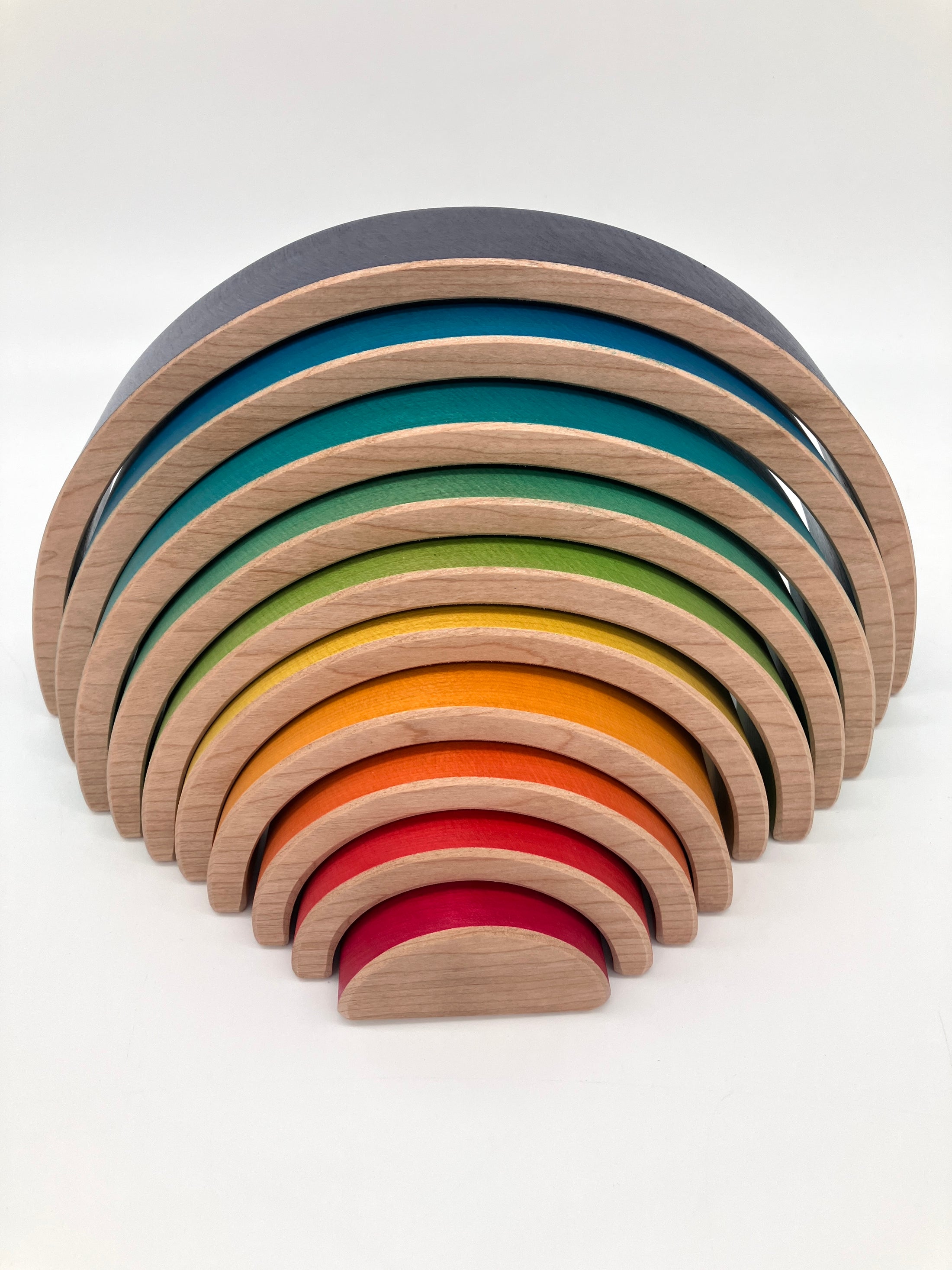 10 piece Wooden Rainbow Stacking Blocks - Vibrant Purple
