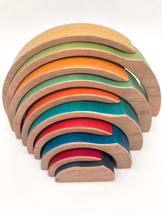 10 piece Wooden Split Rainbow Stacking Blocks