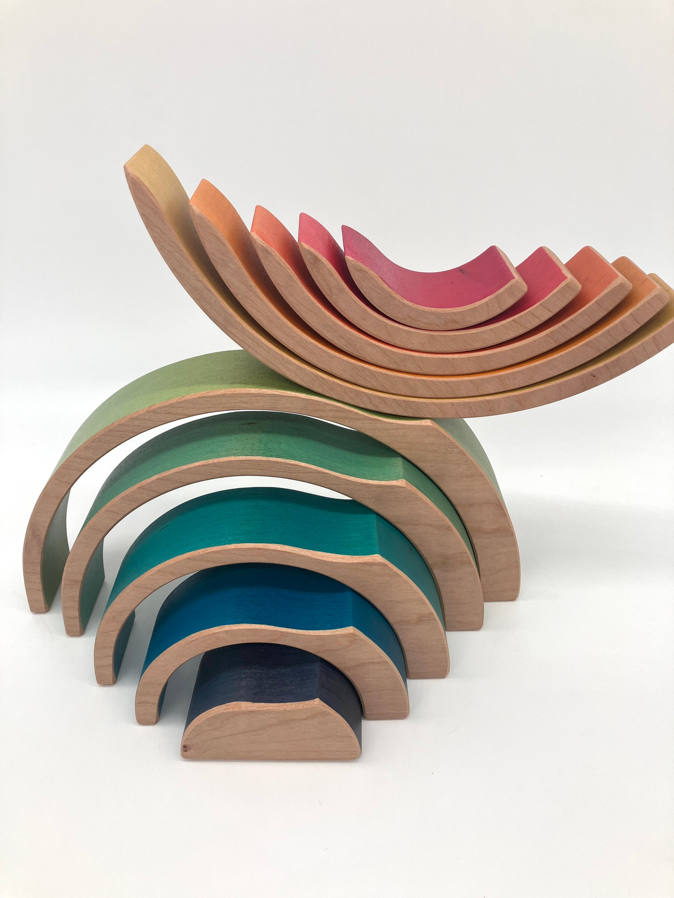 10 piece Wooden Split Rainbow Stacking Blocks