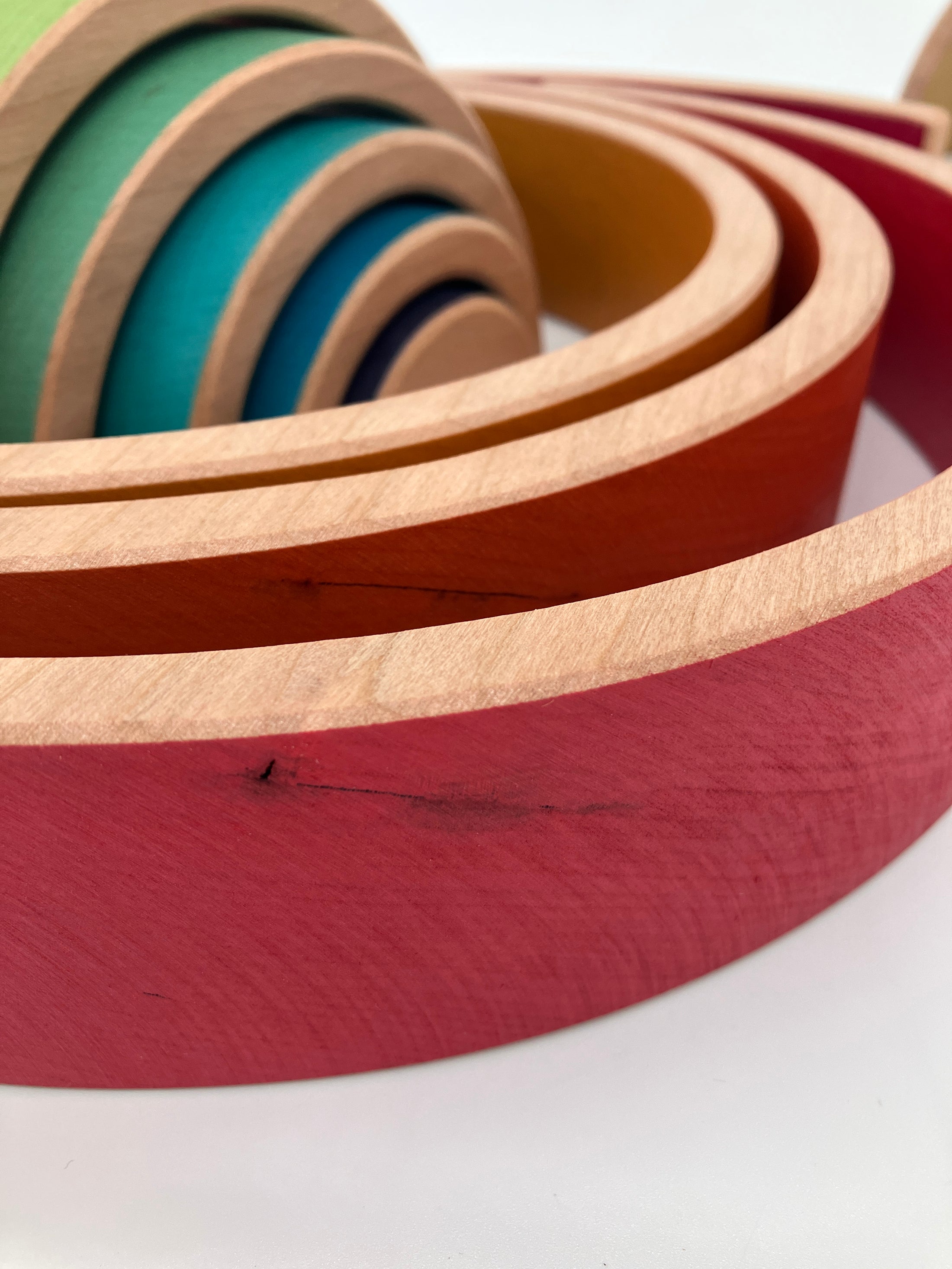 Unique 10 piece Wooden Rainbow - Vibrant Red