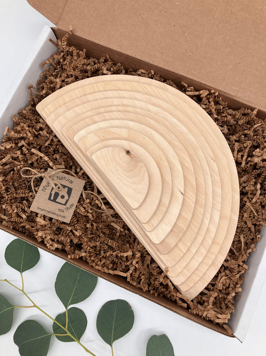 10 piece Wooden Semicircle Blocks - Natural