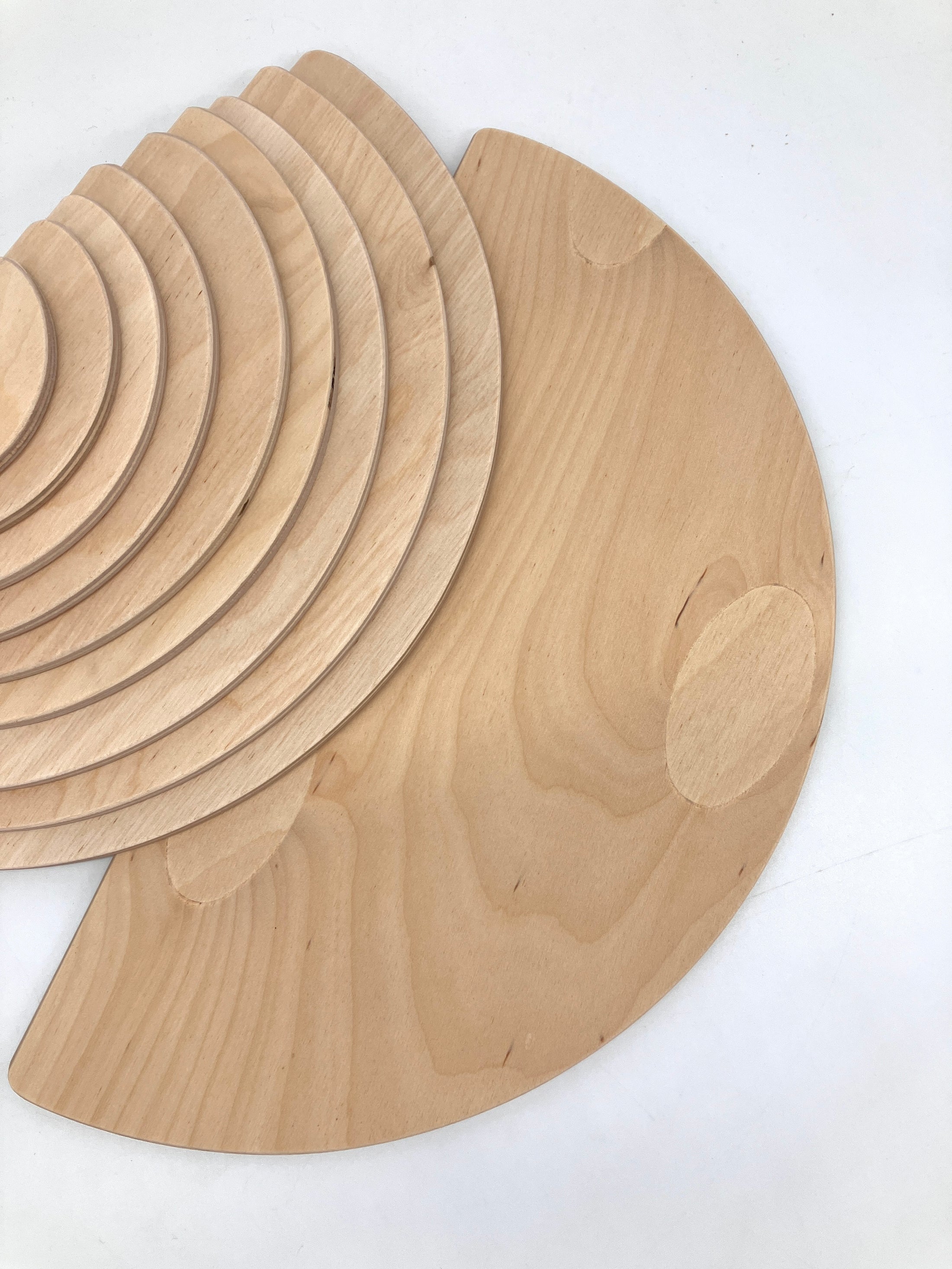 unique 10 piece Wooden Semicircle Blocks - Natural