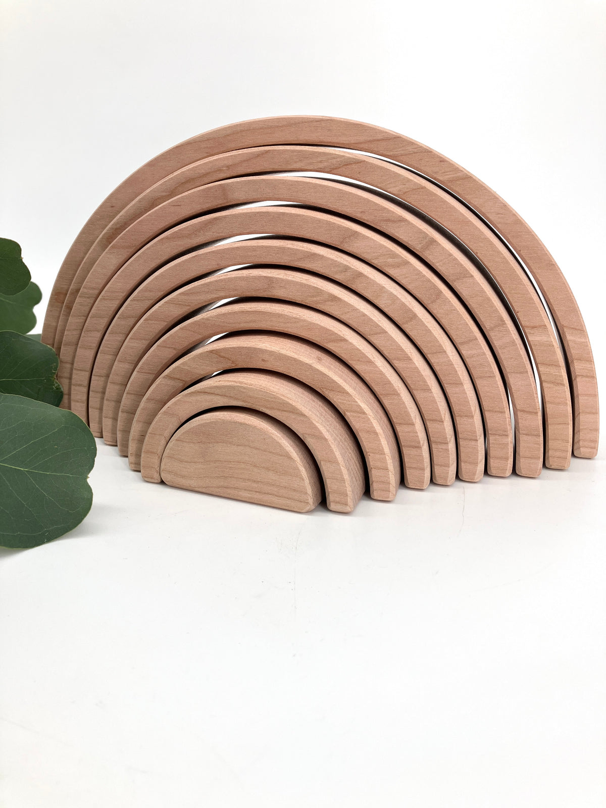 10 piece Wooden Rainbow Stacking Blocks - Natural