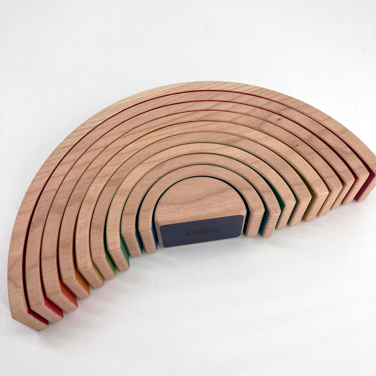 10 piece Wooden Rainbow Unique Stacking Blocks - Vibrant Red