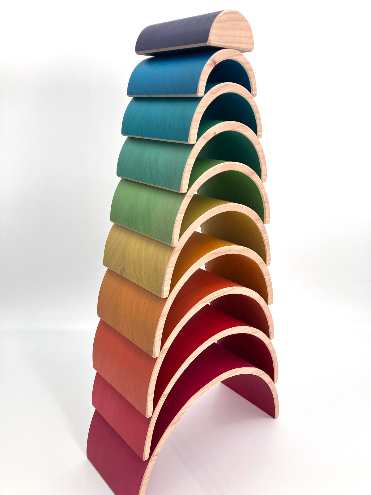 10 piece XL Wooden Rainbow Stacking Blocks - Vibrant Red
